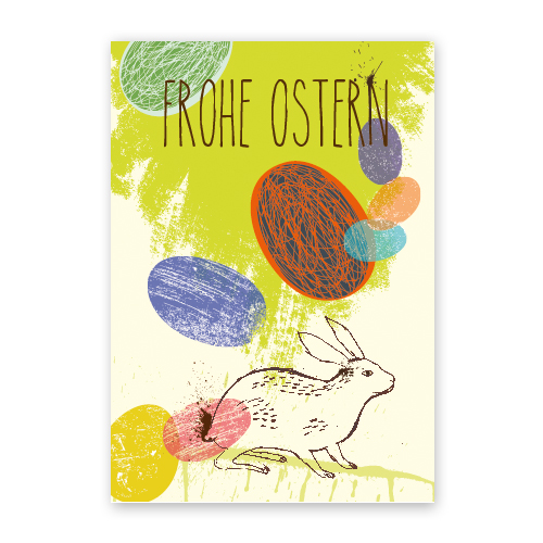 Frohe Ostern (Osterhase), gezeichnete Osterkarten