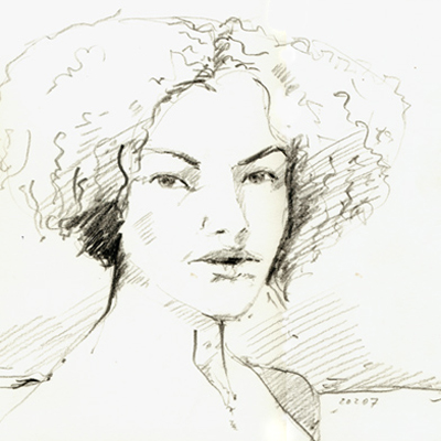 Portrait L., Bleistift auf Aquarellpapier, Porträtzeichnung
