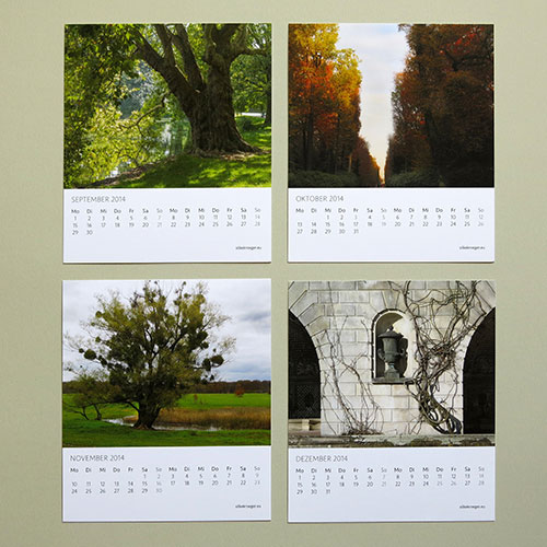 Kalenderblätter September bis Dezember, Kalenderboxen, Tischkalender in transparenter Verpackung