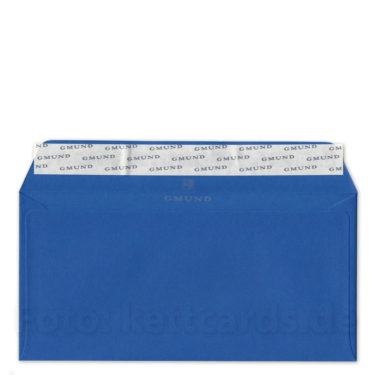 DIN lang, blaue Umschläge, GmundColors Nr.55, Farbton: in etwa HKS 42, bei Pantone: zwischen 2933U und 2954U