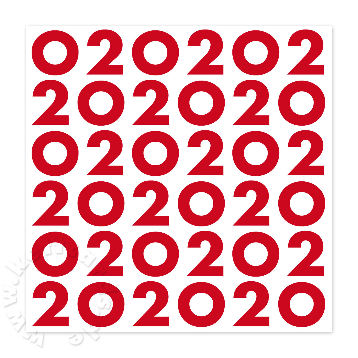 0202020, rot gedruckte Neujahrskarten