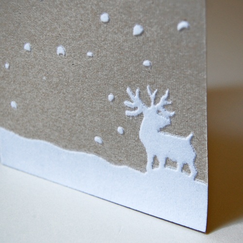 Elch im Schnee, beflockte Weihnachtskarte