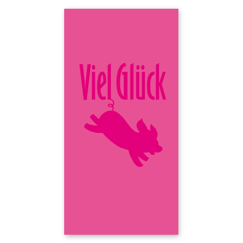 Viel Glück + Schwein, pinke Neujahrskarten mit UV-Relieflack