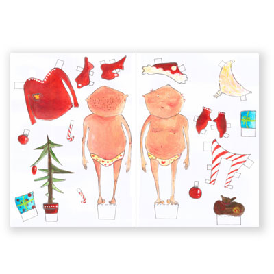 Weihnachtsmann zum Anziehen, Weihnachtskarte