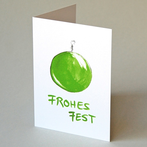Frohes Fest, Weihnachtskarten mit grüner Christbaumkugel