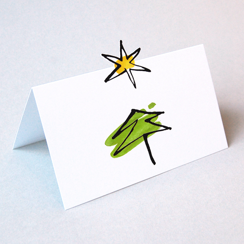 Baum und gestanzter Stern, Weihnachtskarten mit Stanzung