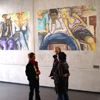 Kontakthof, Wandmalerei auf Beton in der Bergischen VHS, Wuppertal, großformatige Malerei und Gestaltung