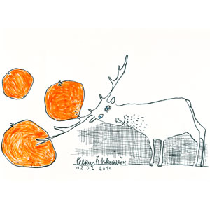unter dem orangenbaum, Zeichnung für die Einladungskarten