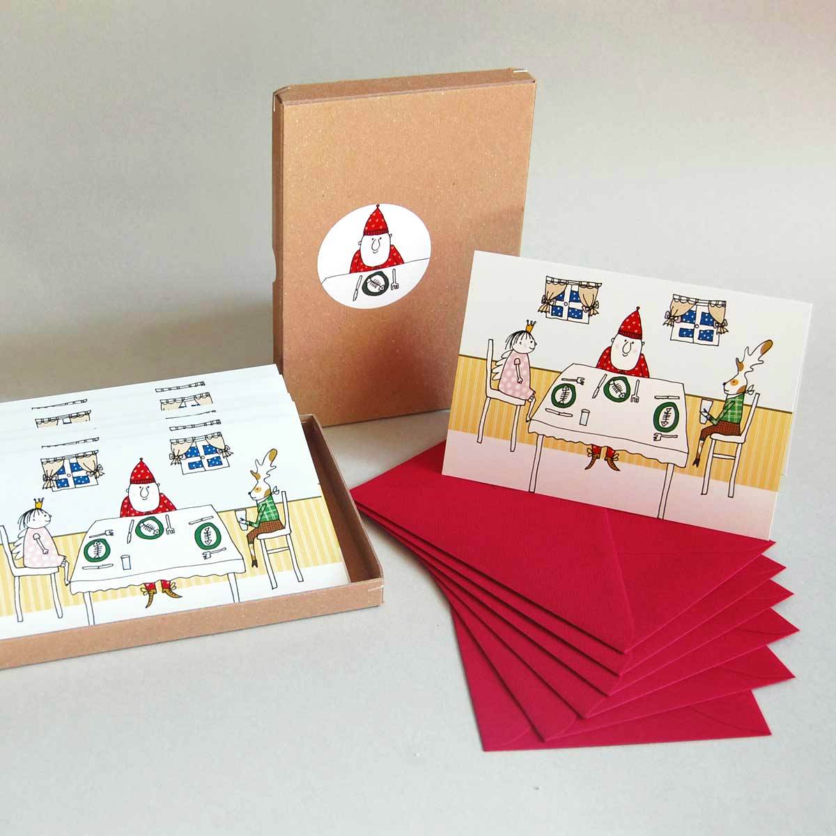 Weihnachtskarten in einer wiederverwendbaren Geschenkebox