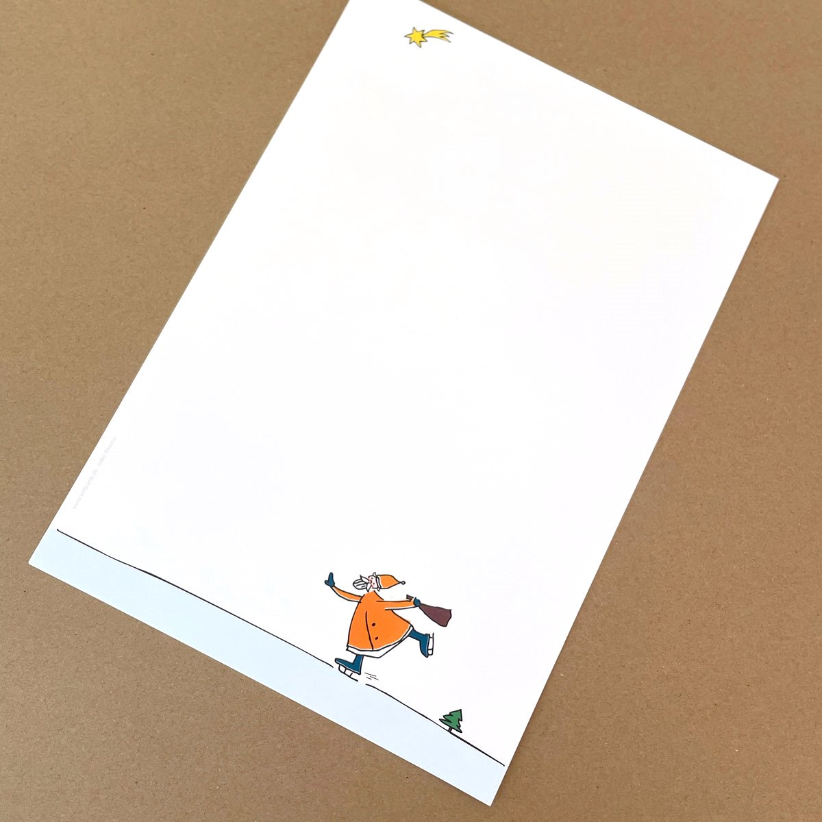 Weihnachts-Briefpapier mit sportlichem Weihnachtsmann, bedruckbar mit Laserdrucker und Inkjet-Drucker