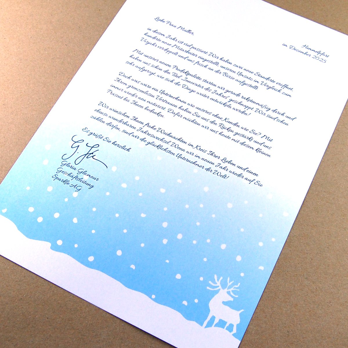 hellblaues Weihnachts-Briefpapier für Ihre persönliche Weihnachtsbotschaft
