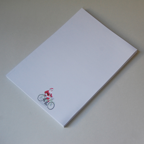 mopedfahrender Weihnachtsmann, günstiges Weihnachts-Briefpapier
