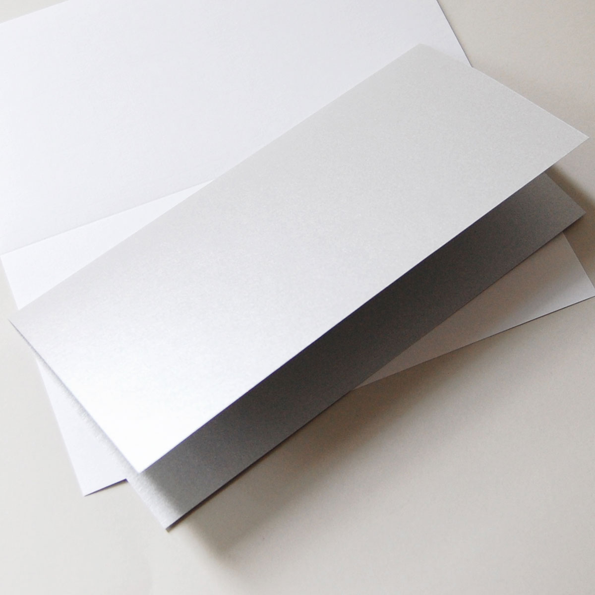 silberne, bedruckbare Einlegeblätter für Klappkarten DIN Lang
