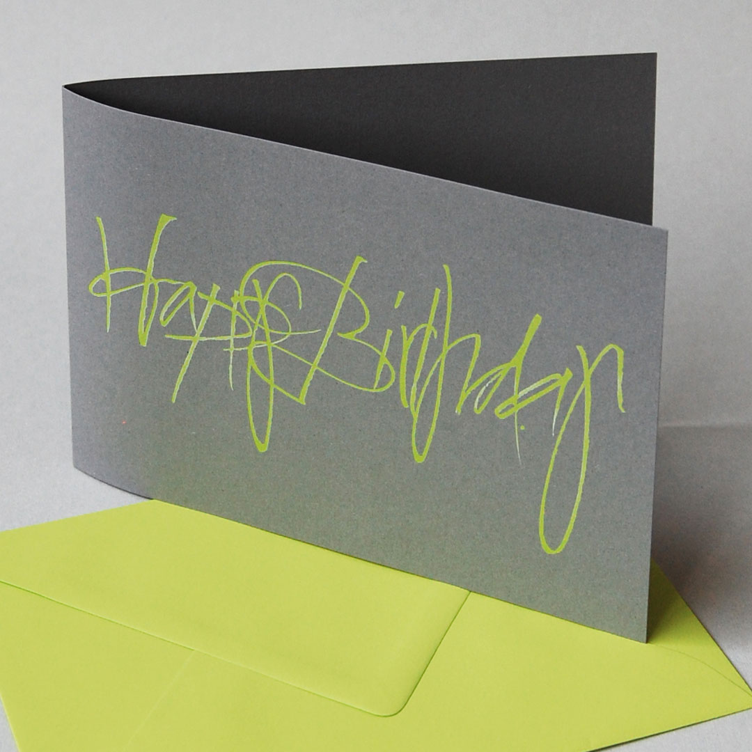Happy Birthday, Recycling-Glückwunschkarten mit edlen Recycling-Umschlägen