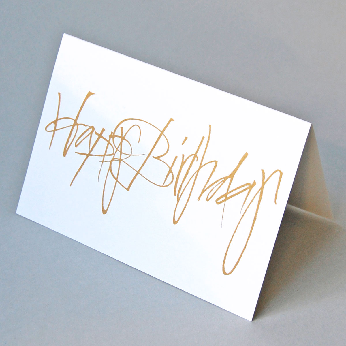 Happy Birthday, weiße Recycling-Glückwunschkarten mit schwungvoller Kalligrafie