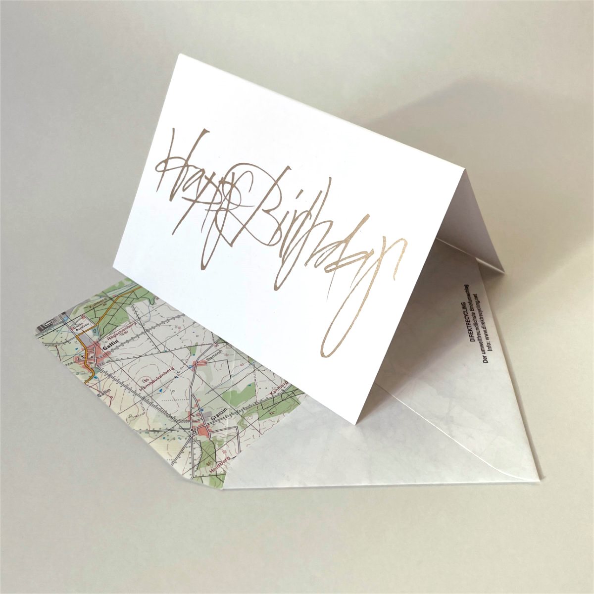 Happy Birthday, weiße Recycling-Glückwunschkarten mit Direktrecycling-Umschlägen
