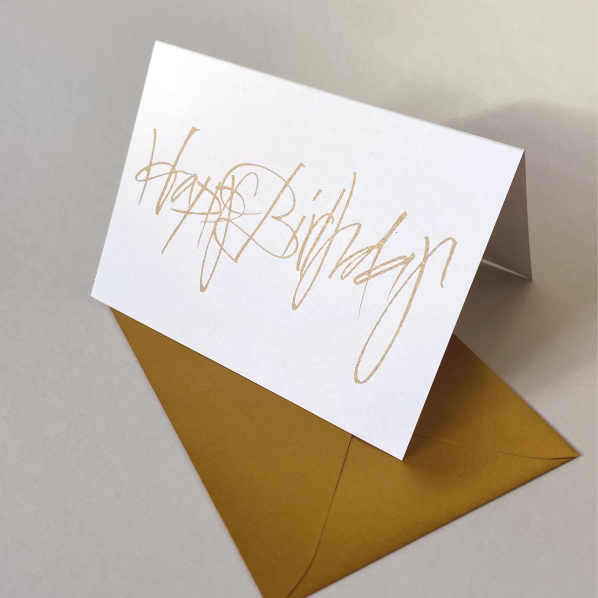 Happy Birthday, weiße Recycling-Glückwunschkarten mit goldenen Umschlägen