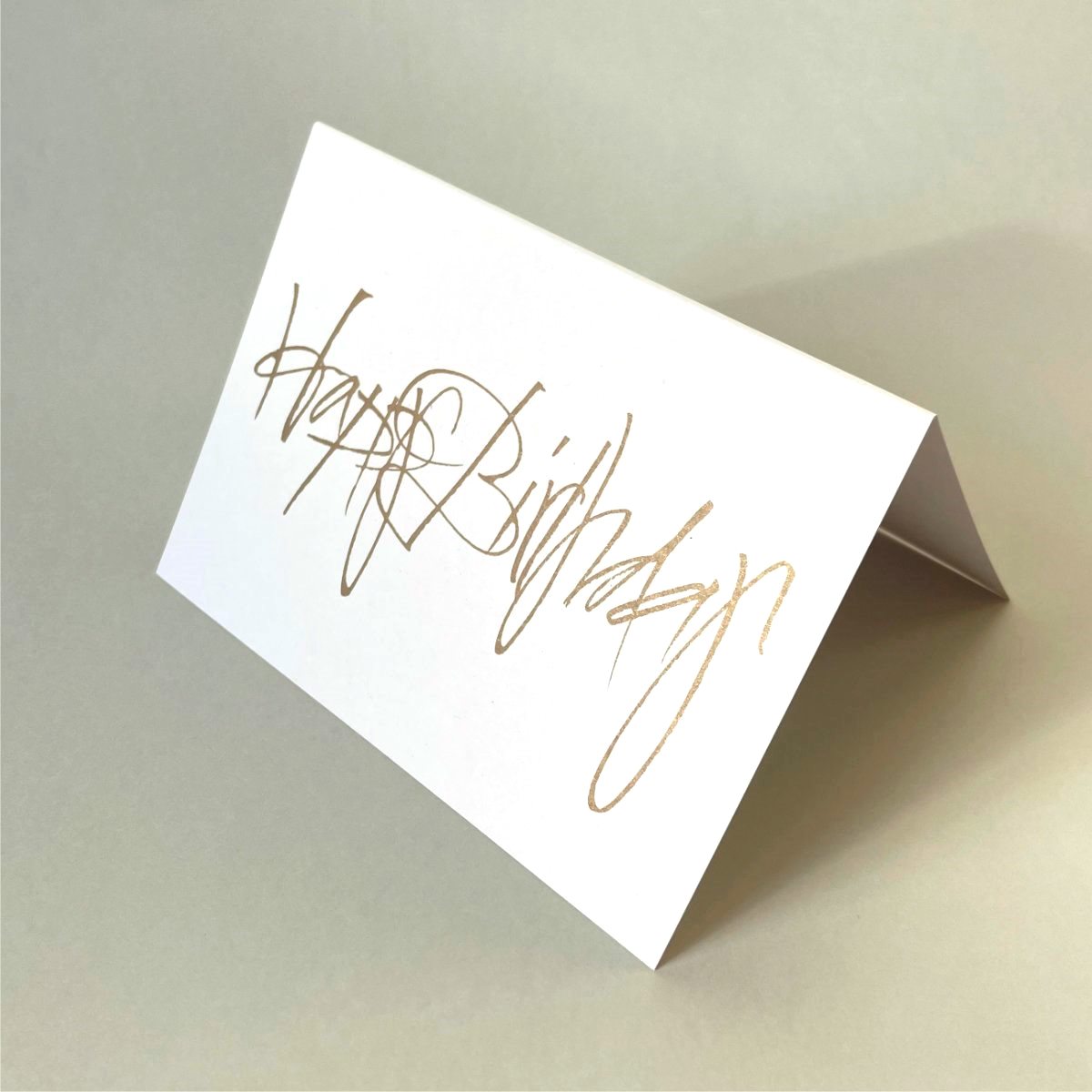 Happy Birthday, weiße Recycling-Glückwunschkarten mit schwungvoller Kalligrafie