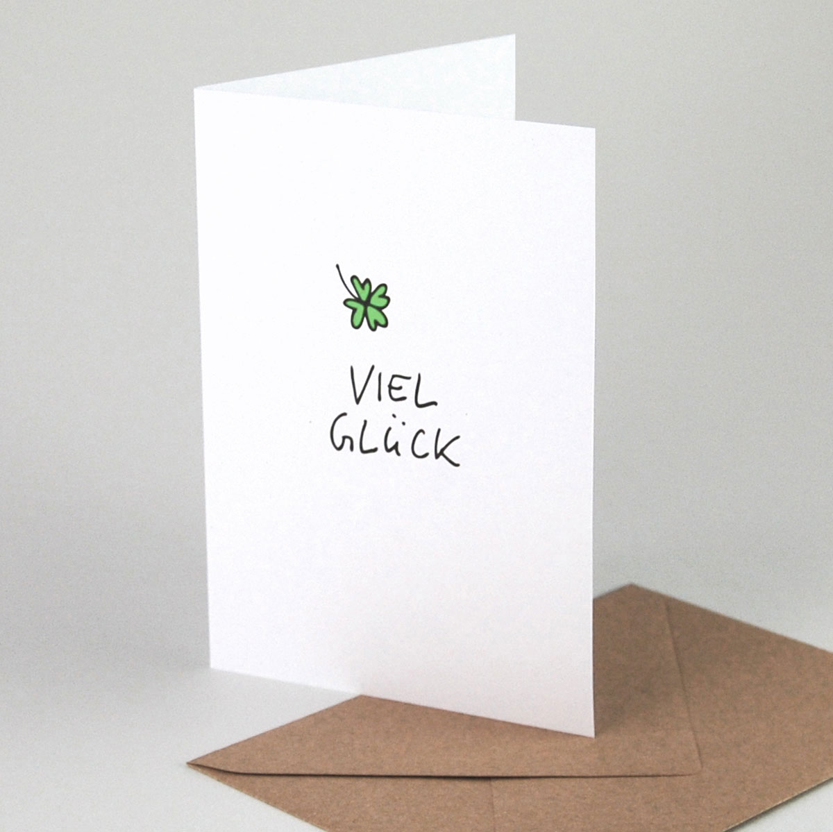Viel Glück (vierblättriges Kleeblatt), Glückwunschkarten aus Recyclingkarton
