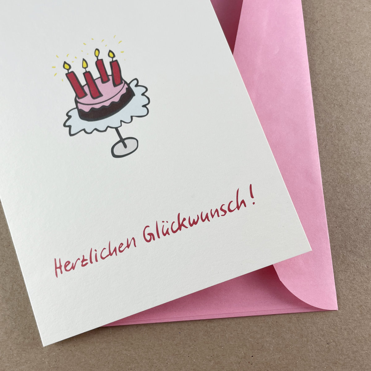 Glückwunschkarten mit Torte, Recyclingkarton