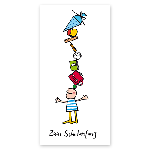Recycling-Glückwunschkarten / Einladungskarten zum Schulanfang mit großer Schultüte