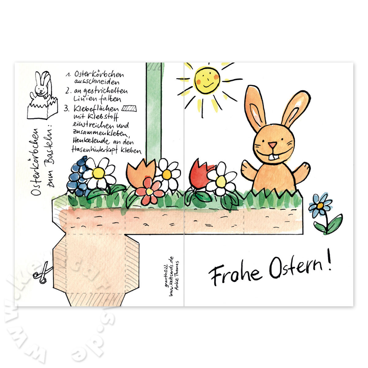 Osterkörbchen zum Basteln, witzige Osterkarten mit Mehrwert