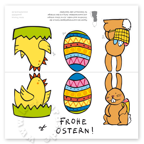 Osterschmuck zum Basteln, bunte Osterkarten mit Mehrwert