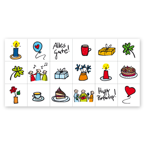 Happy Birthday! Alles Gute!, Glückwunschkarten mit Perforation