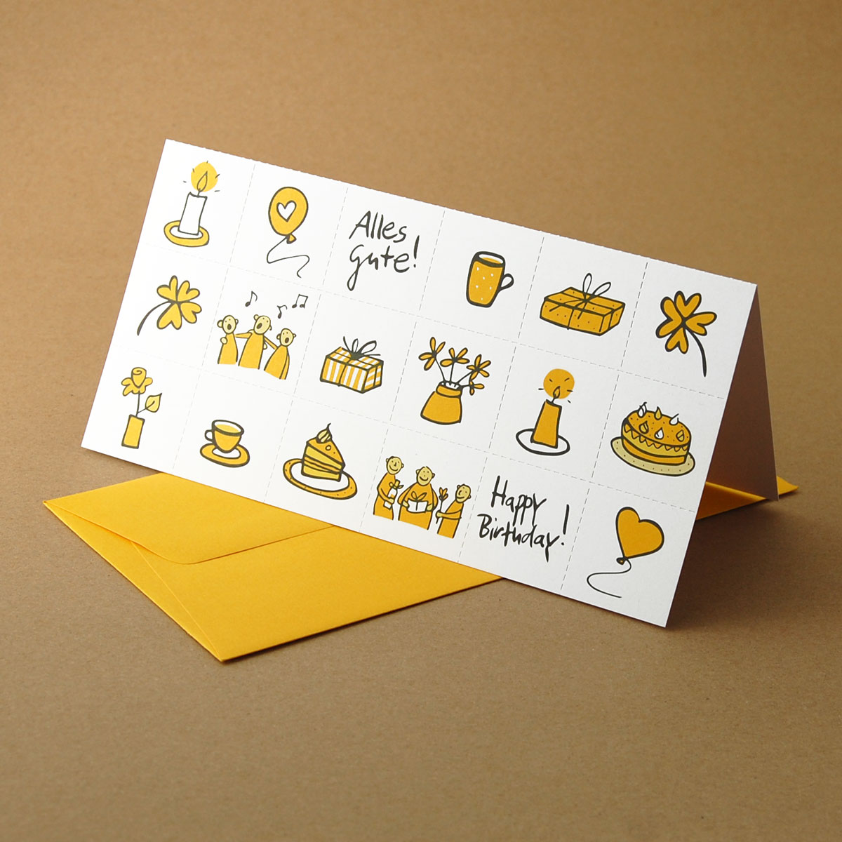 Happy Birthday! Alles Gute! Deutsch-Englische Glückwunschkarten mit witzigem Memo