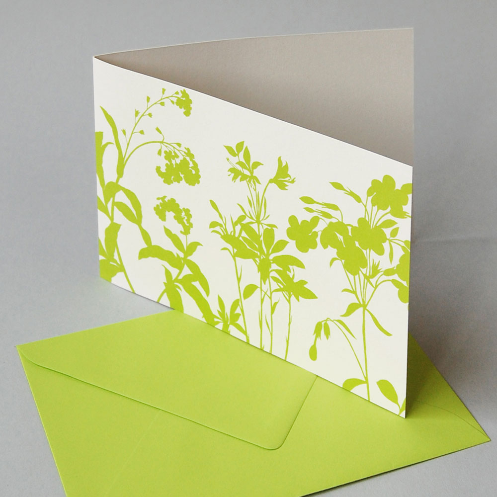 Wiese mit Blumen, umweltfreundliche Grußkarten aus Altpapier