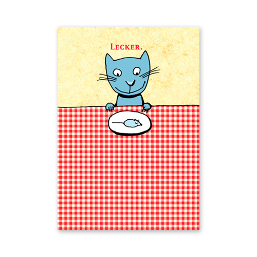 witzige Einladungskarten zum Essen mit Katz und Maus