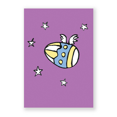 Flying Egg, bunte Cartoon-Osterkarten