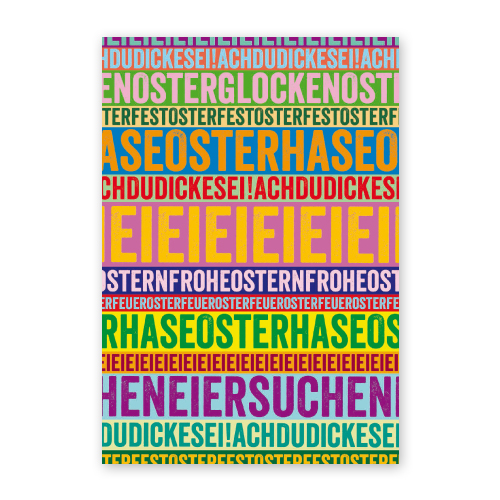 Osterhase, Eieiei, Osterglocken, Frohe Ostern - Design-Osterkarte