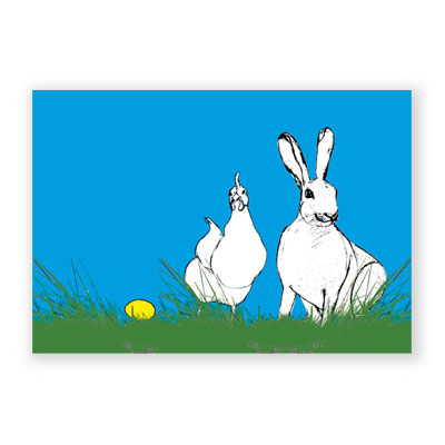 Hase, Huhn und goldenes Ei, Osterkarten
