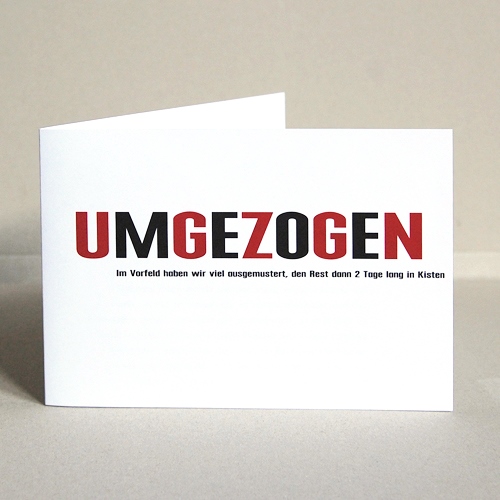 Umgezogen - schlichte Umzugskarten