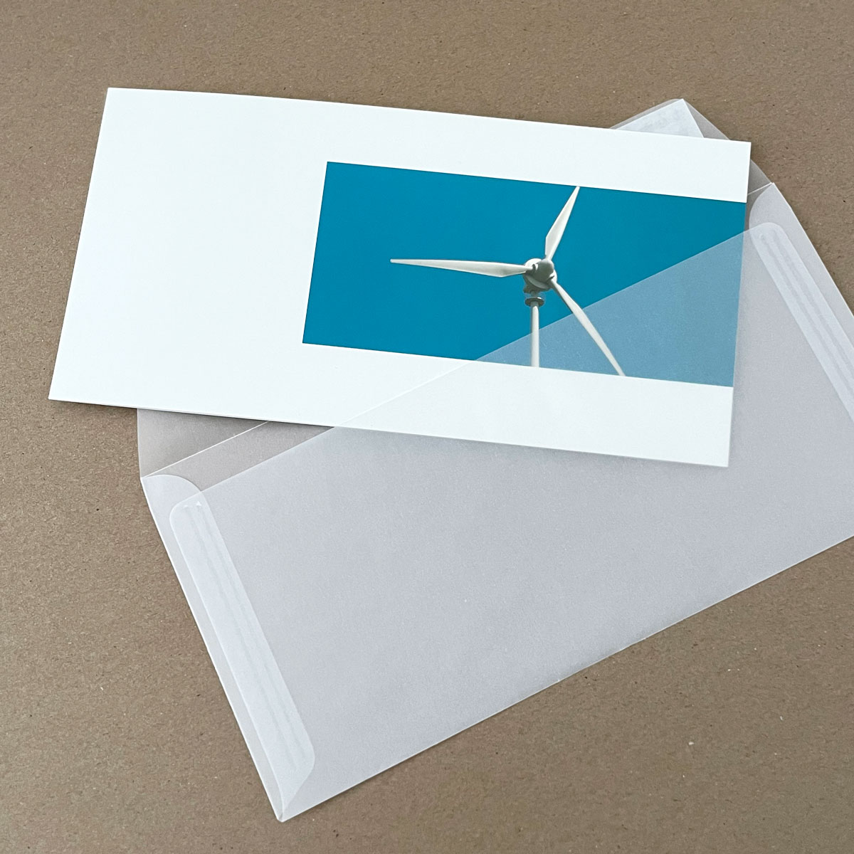 Windkraftanlage auf Fehmarn, Grußkarten mit transparenten Umschlägen