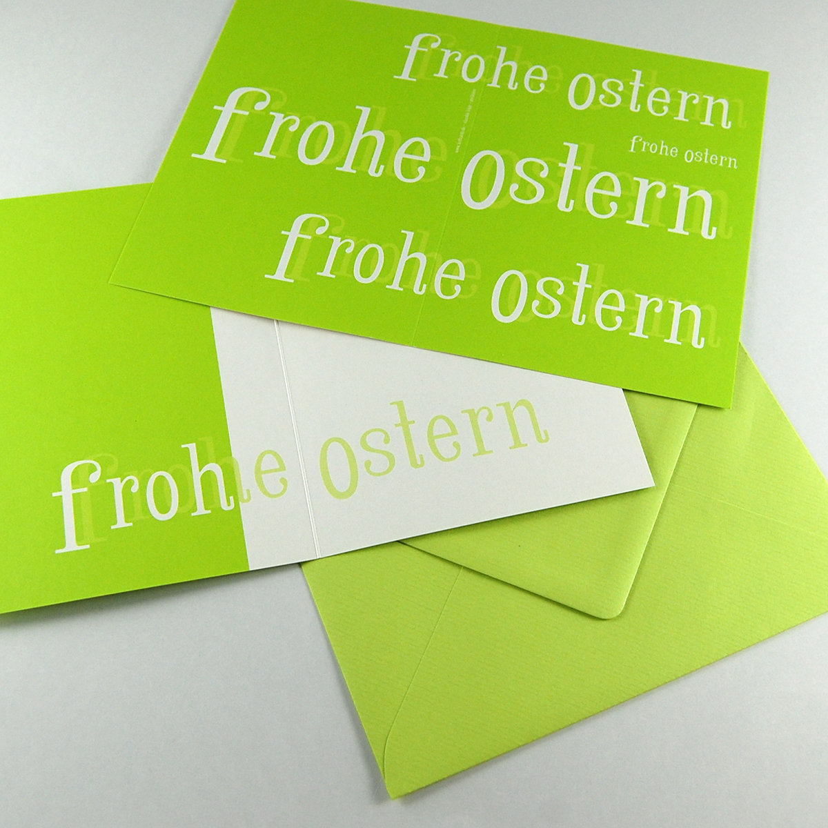 frohe ostern, typographische Osterkarten in hellgrün, Recyclingkarton