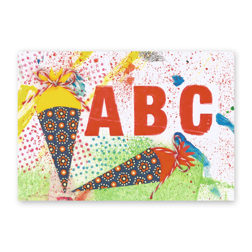 ABC, illustrierte Einladungskarten zum Schulanfang