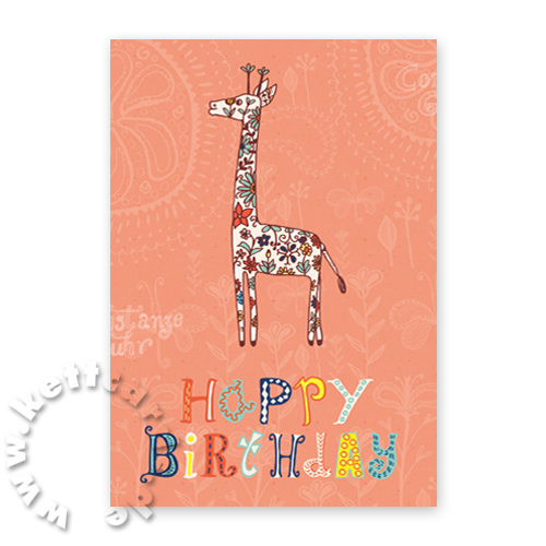 Happy Birthday, Glückwunschkarten mit Giraffe