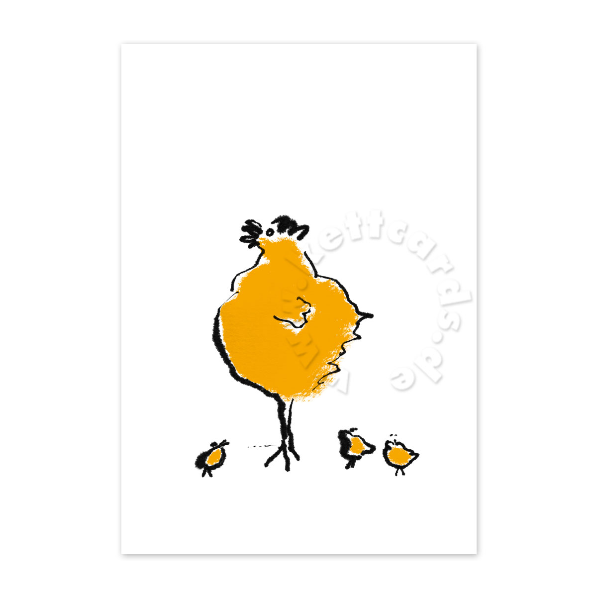 Osterkarten: Huhn mit Küken