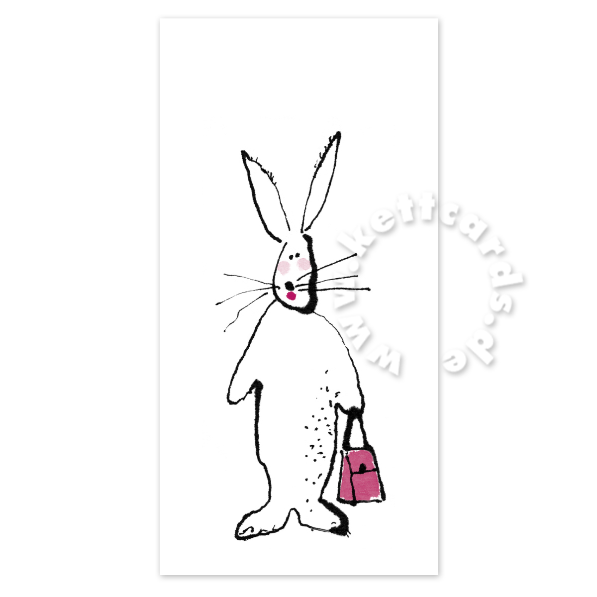 Osterkarte: gezeichneter Hase, leicht krakelig