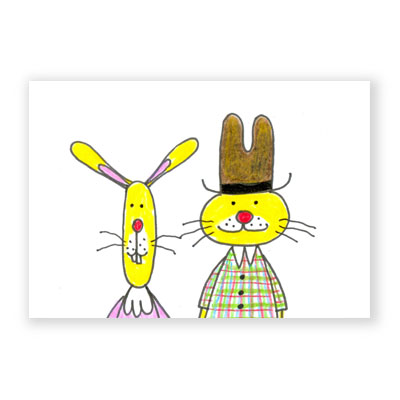 lustige Glückwunschkarten zu Ostern: Herr und Frau Hase