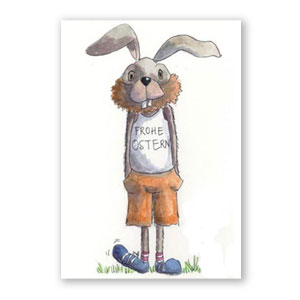 Frohe Ostern, Osterkarten mit frechem Hasen