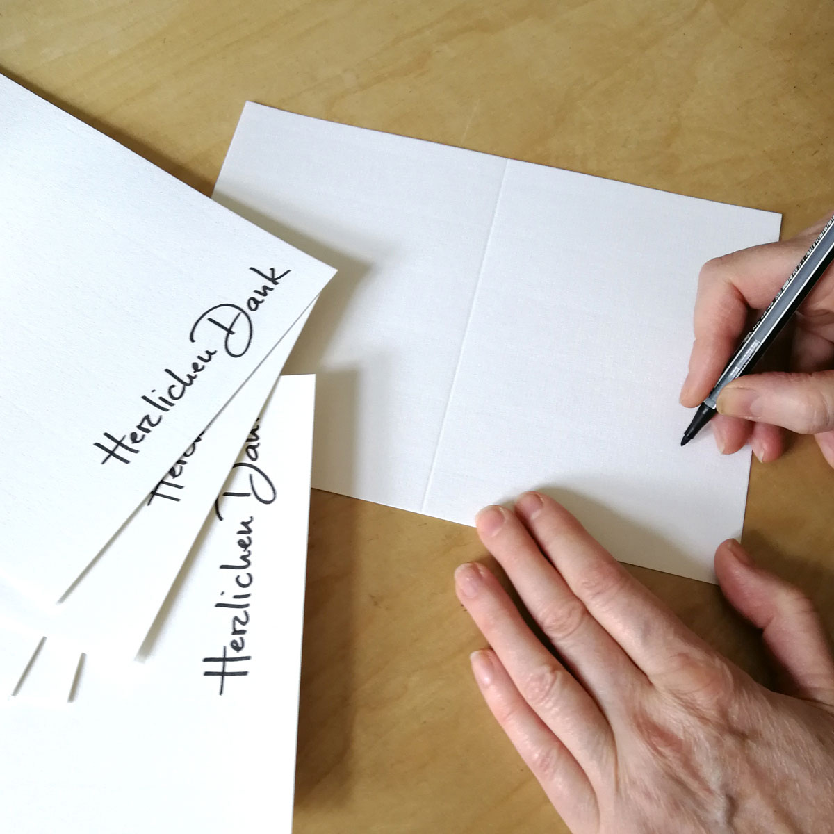 Herzlichen Dank, Kalligrafiekarten mit individueller Beschriftung