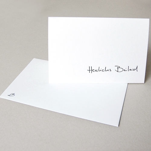 Herzliches Beileid, Kondolenzkarten mit Schriftzug