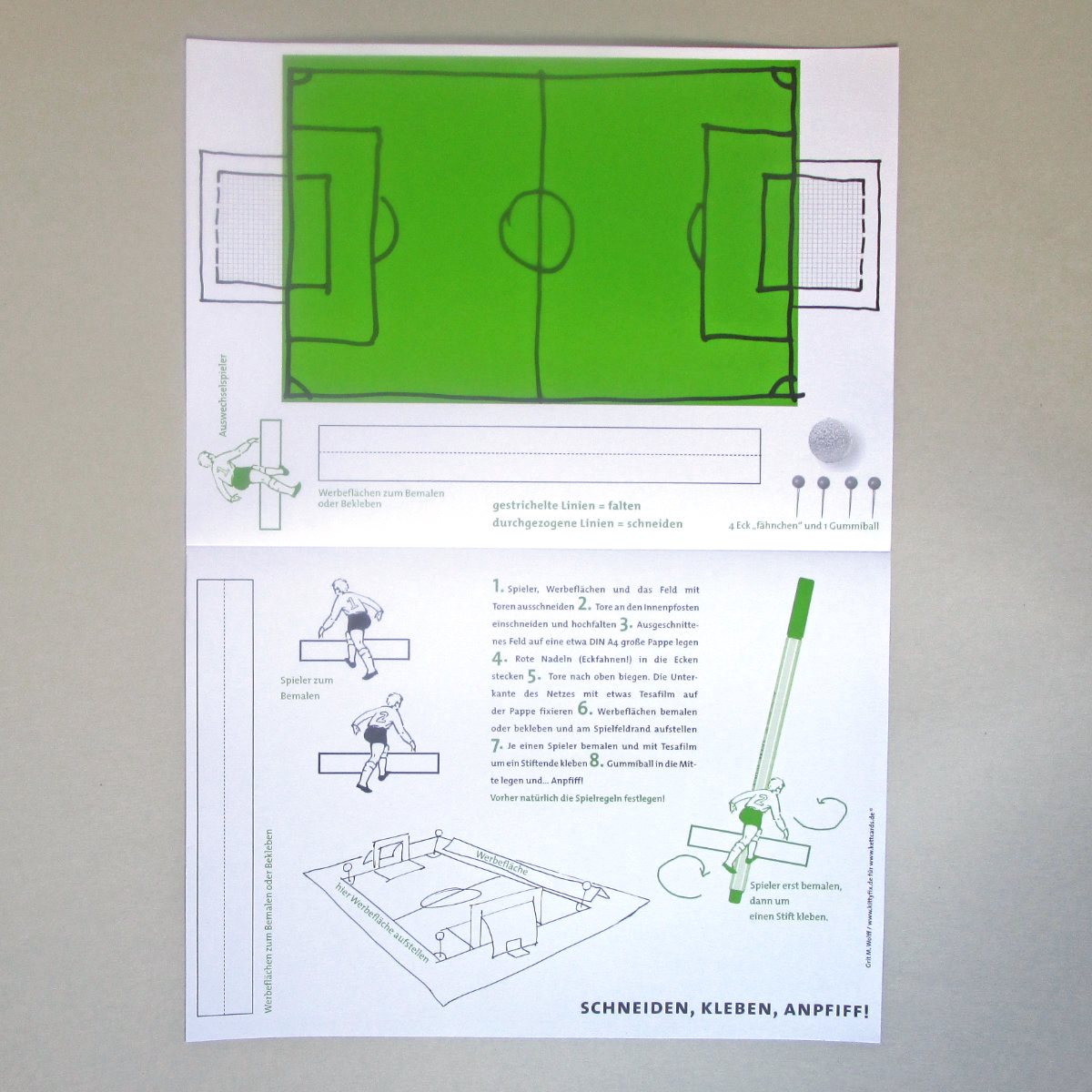 Tisch-Fußball, Bastelbogen aus Papier