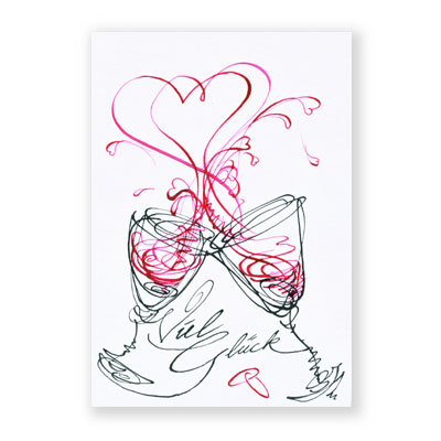 Viel Glück, liebevolle Hochzeitskarten, individuell gezeichnet