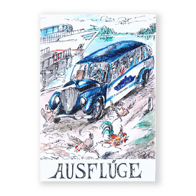 Bus-Ausflug, Grußkarte