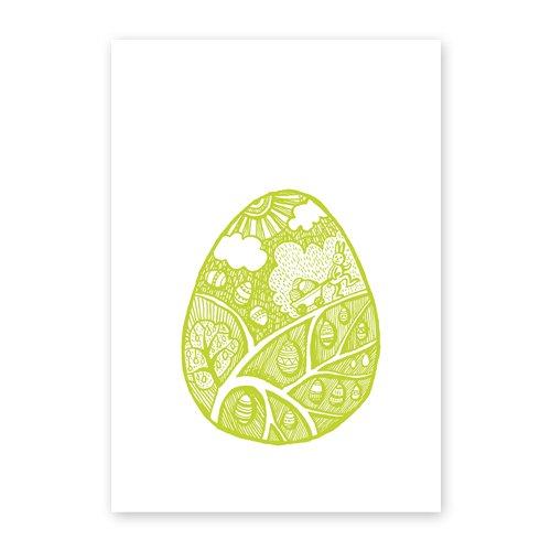 grünes Osterei, schöne Osterkarten