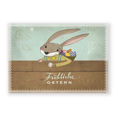 Fröhliche Ostern, Osterkarten mit nettem Hasen